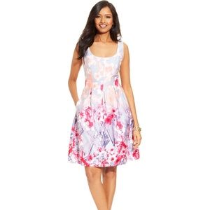 Nine West Floral-Print Pleated Dress